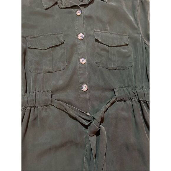 NWT Zara Army Green Women's Lyocell Shirt Dress Sz M - Picture 12 of 12